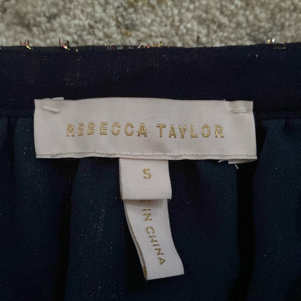 EUC SIZE S REBECCA TAYLOR GLISTENING ROSES SQUARE NECK TOP - Picture 3 of 9